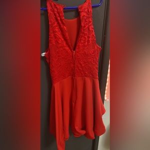 Red dress. The top is Lace but not see through at all.